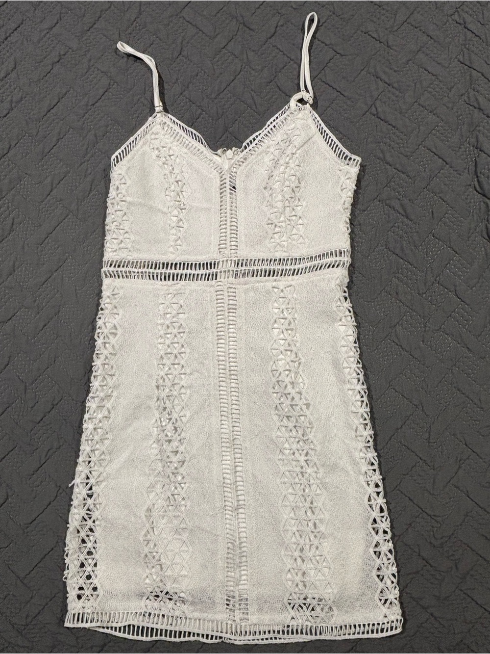 Lulu's White Crochet Lace Mini Dress with Spaghetti Straps